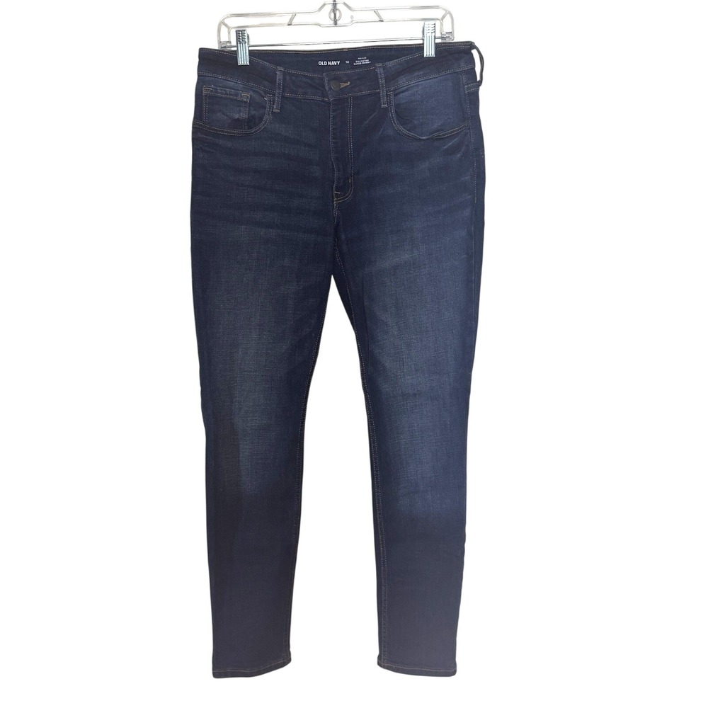 Old Navy Rockstar Super Skinny Jeans Womens 12 Dark Wash Mid Rise Denim Indigo